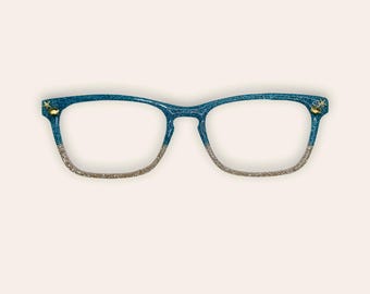 Glitter Seashore Eyeglass Toppers made to fit eyeglasses such as Pair.
