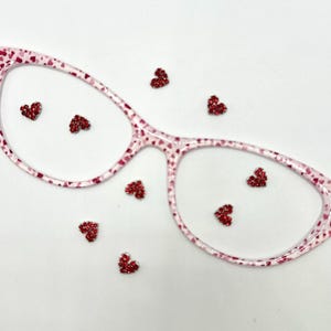 Women&#39;s Valentine&#39;s Day Confetti Hearts magnetic eyewear toppers for glasses such as Pair.