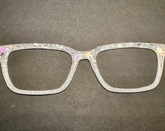 Women&#39;s White Glitter Snowflake Magnetic Eyeglass Toppers.