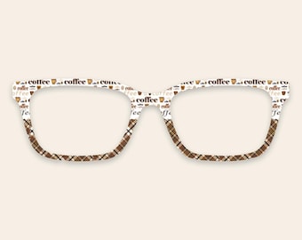 Women's Coffee over Brown Plaid magnetic eyewear toppers for glasses such as Pair.