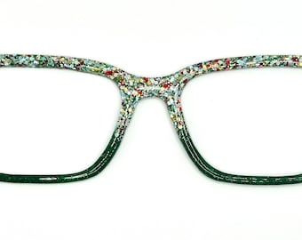 Celebrate Christmas With Festive Glitter Over Green  Glitter Toppers for Magnetic Eyewear