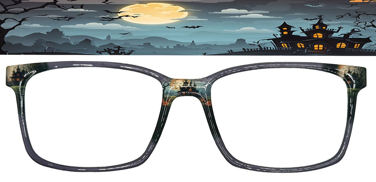 Scary Halloween Haunted Houses Magnetic Toppers for glasses such as Pair Eyewear.