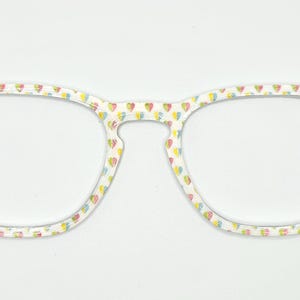 Women&#39;s Spring Pastel Hearts magnetic eyewear toppers for glasses such as Pair.