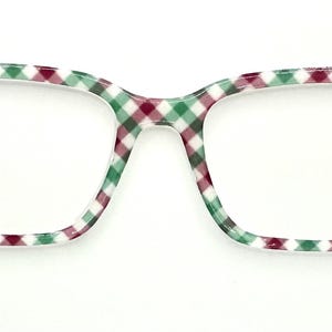 Red and Green Plaid Christmas Toppers for Magnetic Eyewear Such as Pair