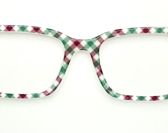Red and Green Plaid Christmas Toppers for Magnetic Eyewear Such as Pair