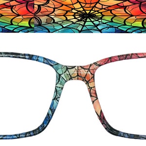 Stained Glass Spider Web  Magnetic Toppers for glasses such as Pair Eyewear.