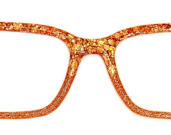 Pumpkin Spice Glitter Toppers For Eyewear Such As Pair Glasses.