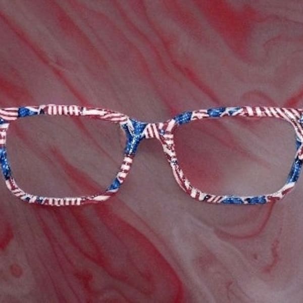 American Patriotic red, white, and blue eyewear toppers for glasses such as Pair.