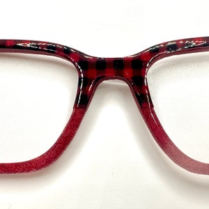 Red Buffalo Plaid Christmas Toppers for Magnetic Eyewear such as Pair