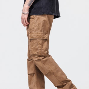 PANTALONES CARGO, Pantalones de calle, Pantalón casual de corte recto y relajado, uso perfecto tanto para hombres como para mujeres, ropa casual Cobre