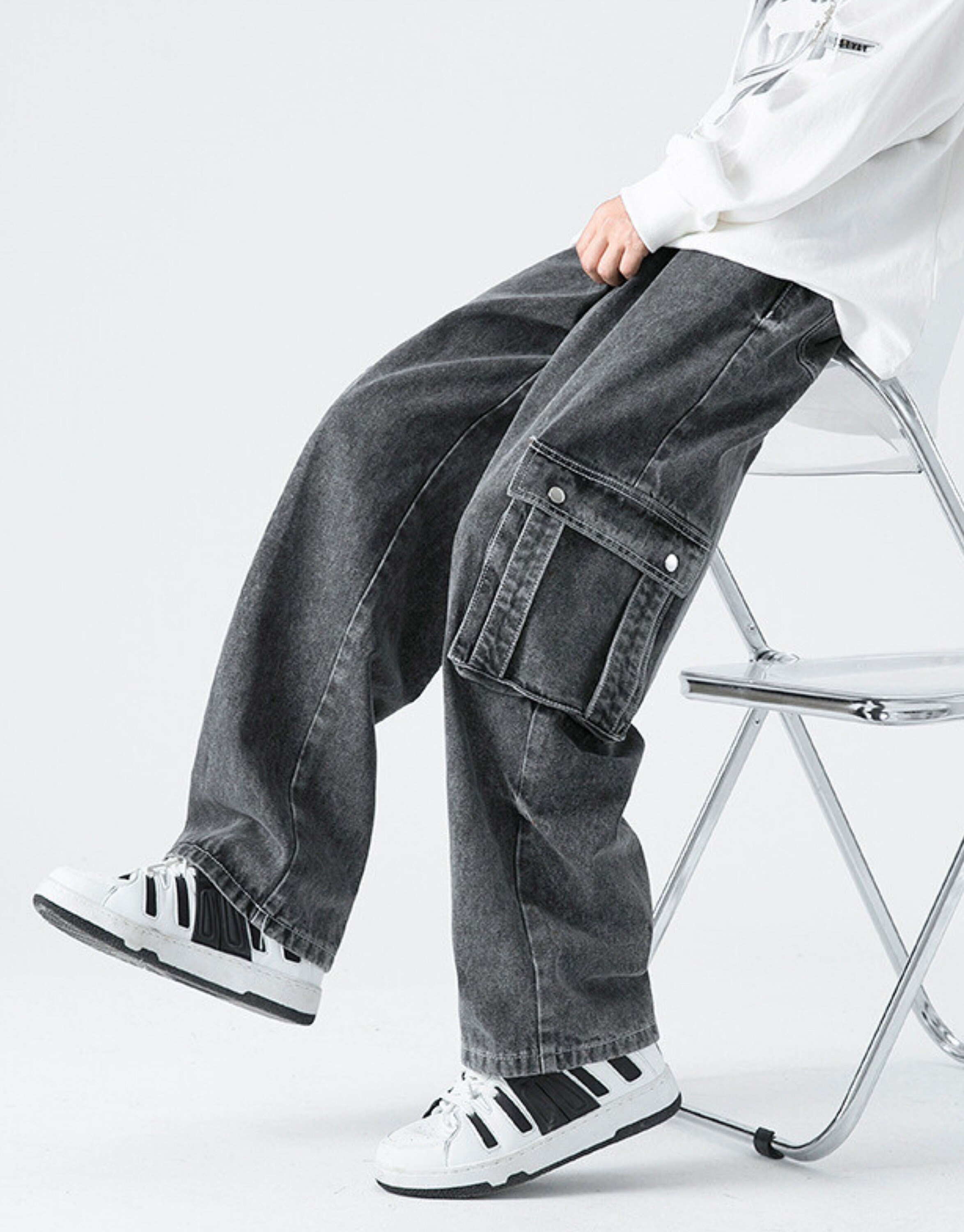 MENS CARGO JEANS Pants, Premiumquality Jeans Baggy Wild Leg Men Jeans ...