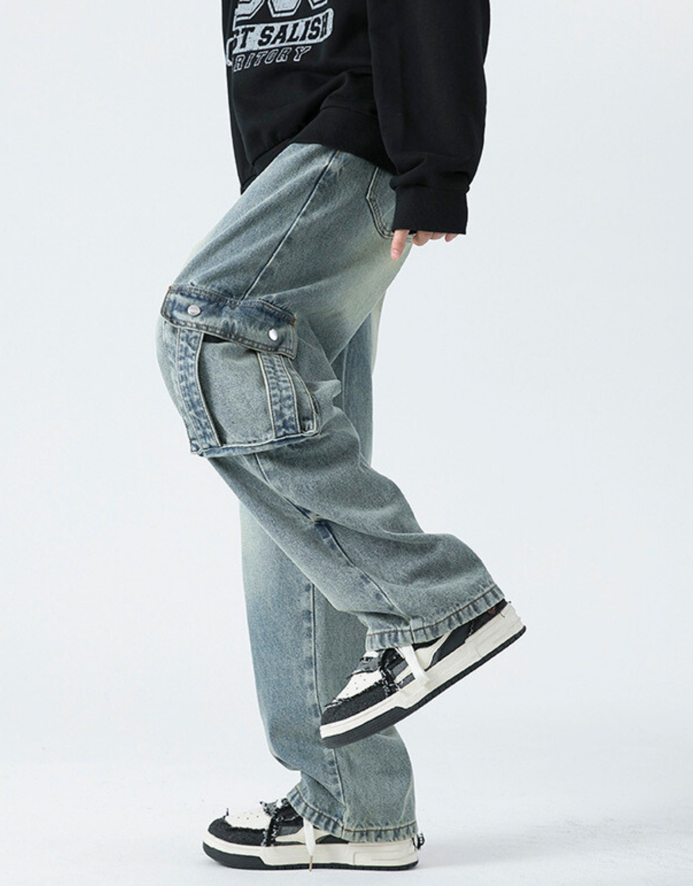 MENS CARGO JEANS Pants, Premiumquality Jeans Baggy Wild Leg Men Jeans ...