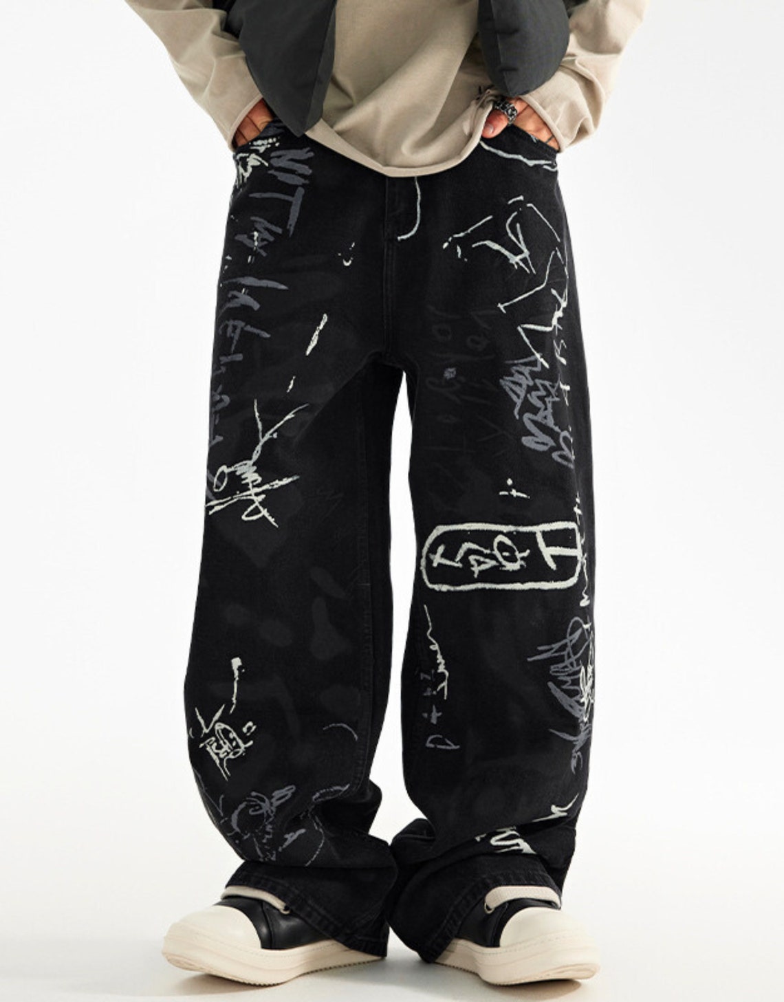 GRAFFITI BAGGY JEANS , Wild Leg Oversize Streetwear Jeans, New 2023 ...