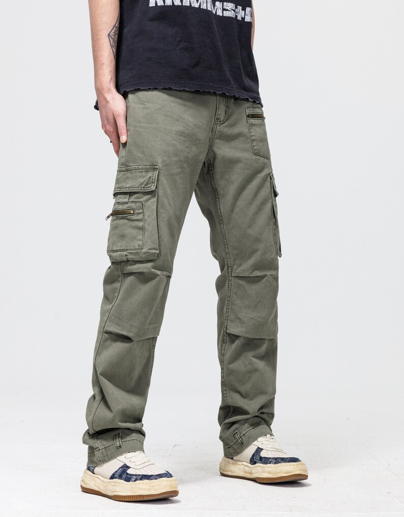 PANTALONES CARGO, Pantalones de calle, Pantalón casual de corte recto y relajado, uso perfecto tanto para hombres como para mujeres, ropa casual Khaki