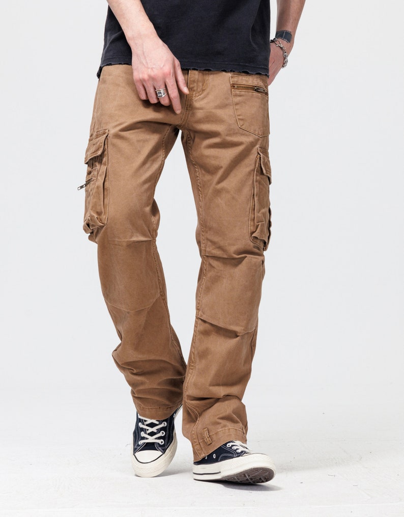 PANTALONES CARGO, Pantalones de calle, Pantalón casual de corte recto y relajado, uso perfecto tanto para hombres como para mujeres, ropa casual imagen 5