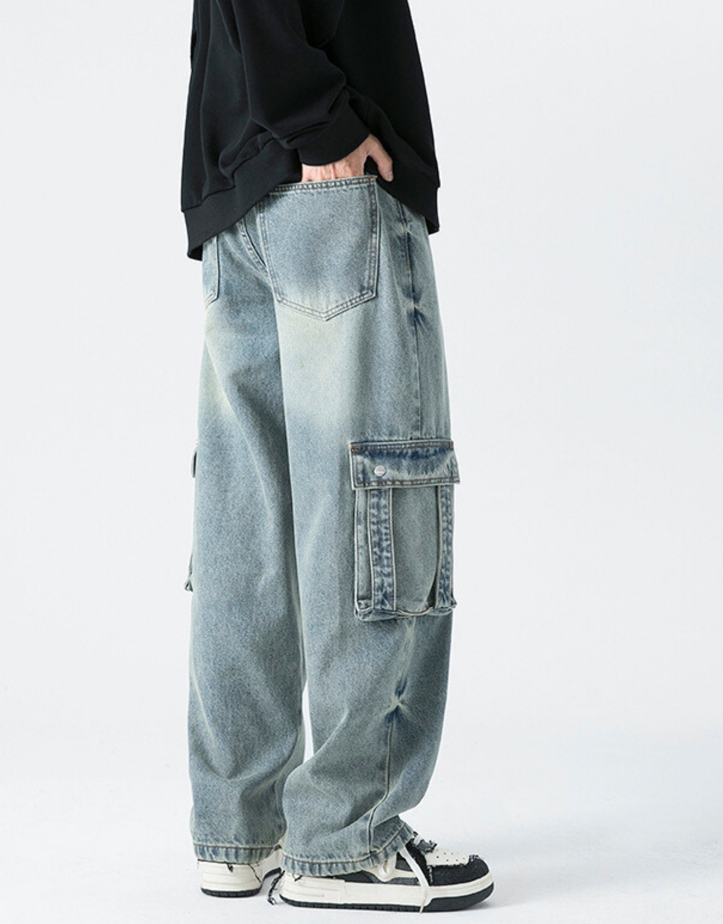 MENS CARGO JEANS Pants, Premiumquality Jeans Baggy Wild Leg Men Jeans ...