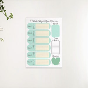 Weight Loss Tracker 6 Week Weekly Weightloss Progress Pounds Lost Digital Download Printable PDF
