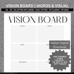 Vision Board Printable Inspirational Quotes & Words Vision Board