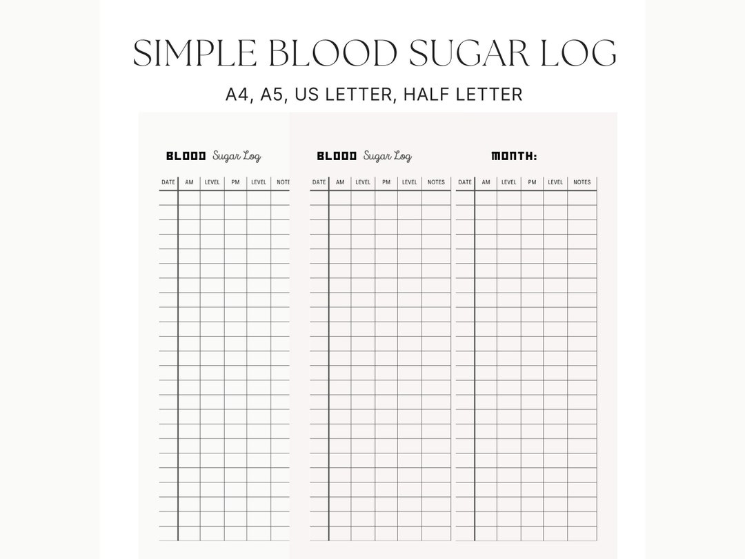 Simple Blood Sugar Log Glucose Printable Template Minimalist Aesthetic Simple Blood Sugar Log Glucose Printable Template Minimalist Aesthetic