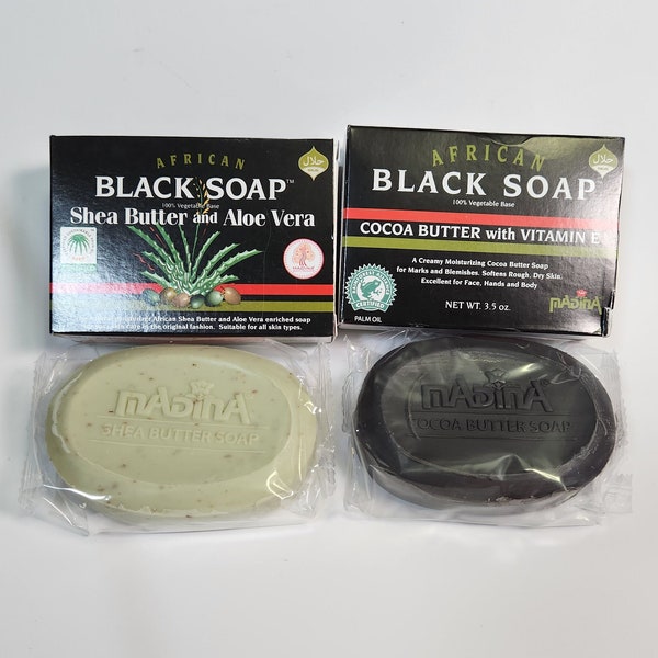 3 Bars of African Black Soap | Shea Butter & Aloe Vera | Cocoa Butter and Vitamin E