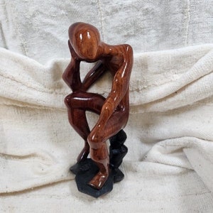 African Sculpture | Thinker Wood Statue | Senegal