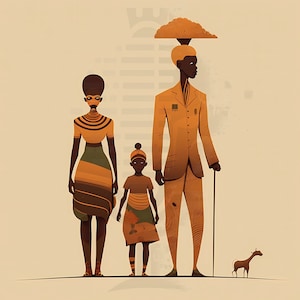 African Wall Art | Minimalist | African Family | 11&quot; x 14&quot;
