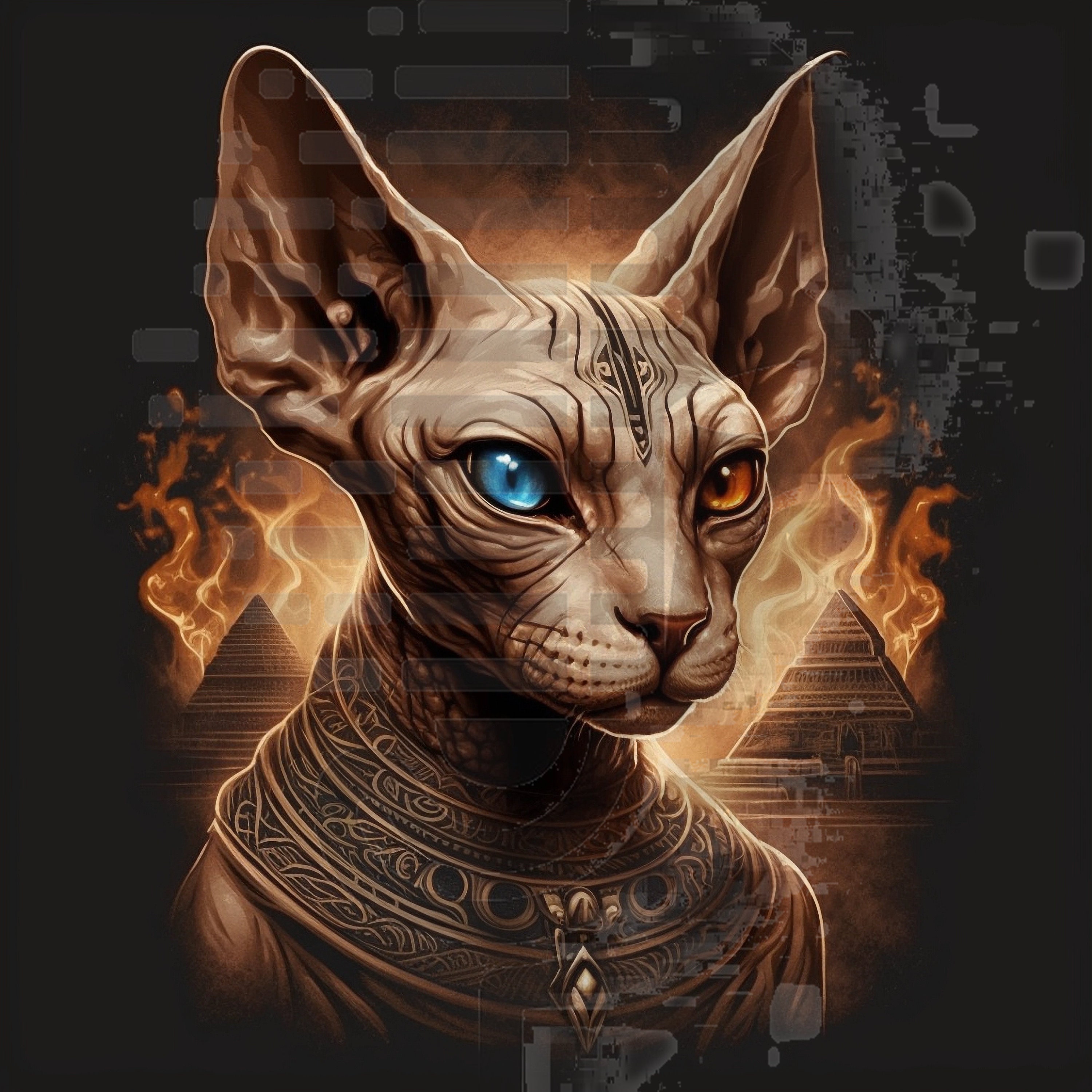 絵画 art 猫 美術品 cat 猫の絵 原画 スフィンクス 猫の置物 オブジェ エジプトのスフィンクス猫コレクション | デジタルアート - Etsy 日本