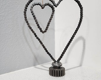 chain metal industrial heart art