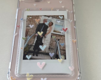 personalised polaroid multiple colour love heart phone case - for her/him