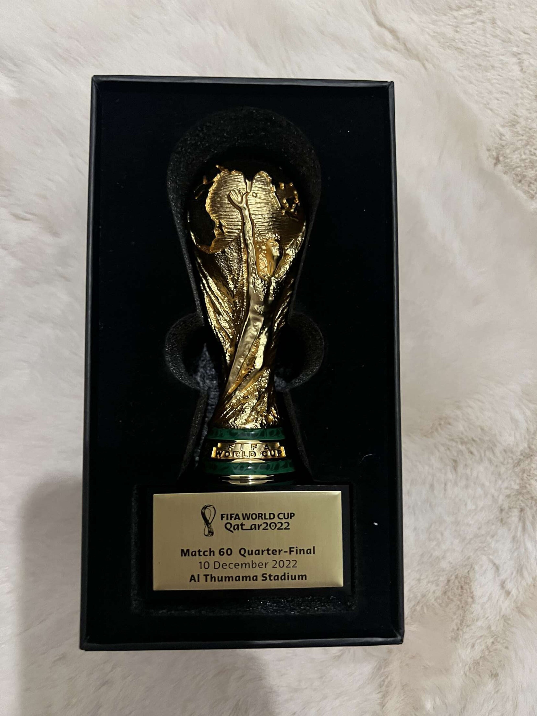 Licensed souvenirs of miniature World Cup Trophy for the 2018 FIFA