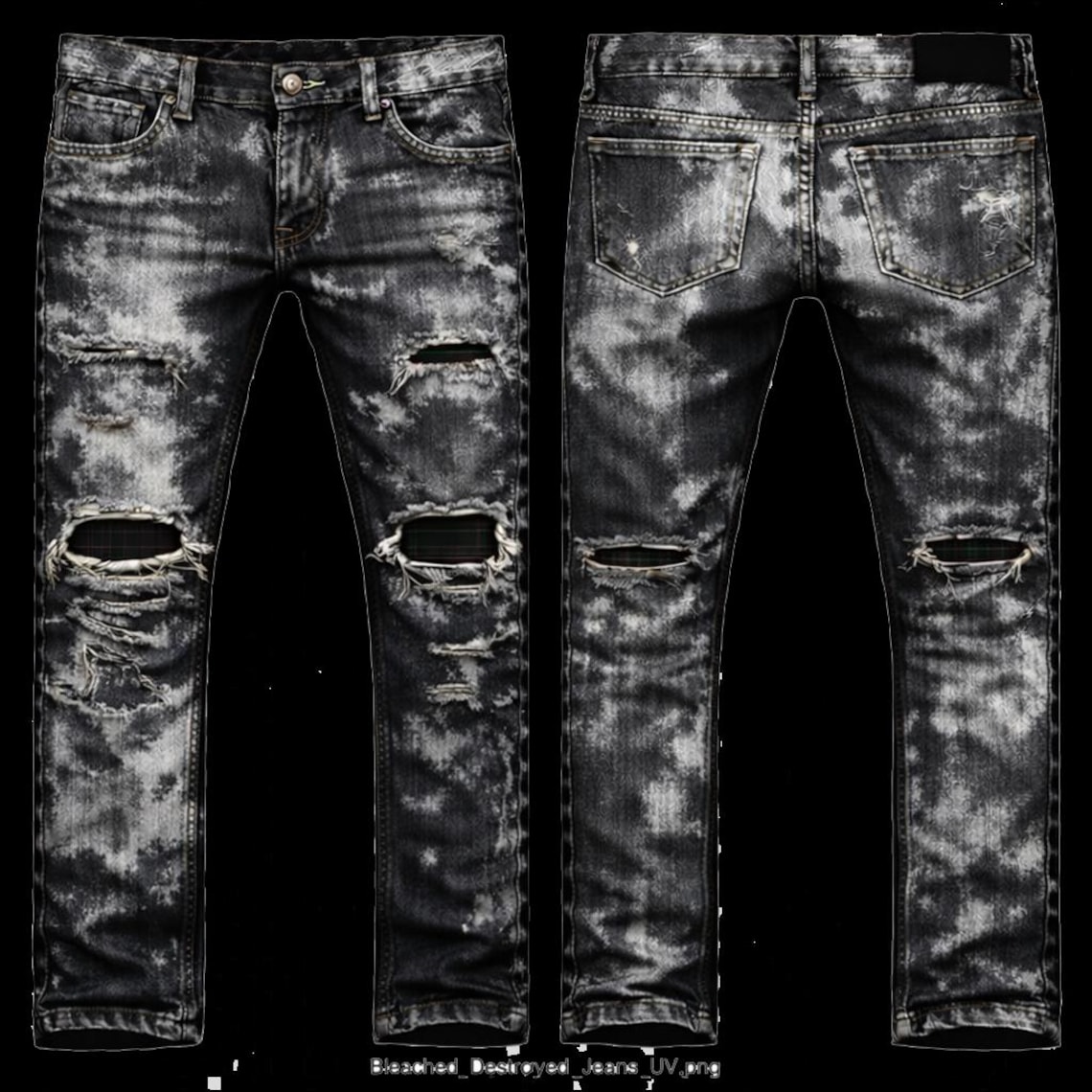 Ripped Jeans UV Pack Vol.3 – Realistic 2D Denim Textures (front & Back ...