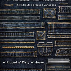 Denim Stygnpaket Vol. 2 – 25 PNG-sömtexturer