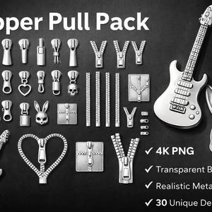 Ultrarealistiskt blixtlåspaket – 4K metall PNG