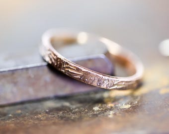 Bronze Pine Needle Ring * Rustic Stacking * Rose Gold Golden Copper Color * Any Size