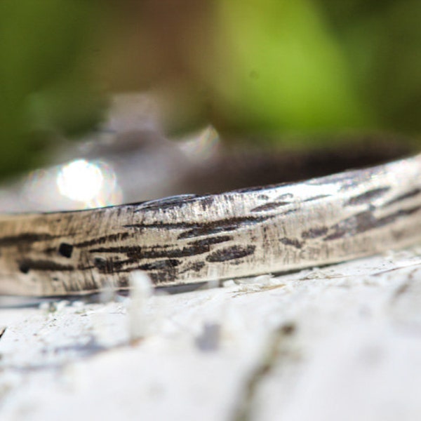 Birch Bark Ring *Solid Sterling Silver* Stacking Band* Minimalist Ring * Nature Jewelry Any size