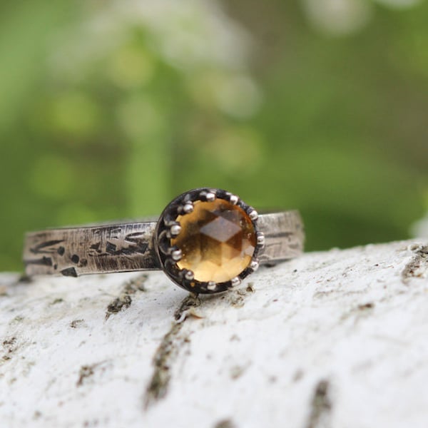 Birch Bark Ring *Solid Sterling Silver* Citrine * Any size