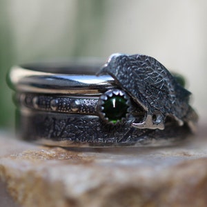 Raven Ring Set* The Raven * EA Poe * Solid Sterling Silver *  Chrome Diopside Stacking Rings