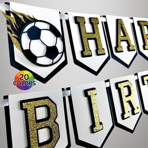 Soccer Birthday Banner – Happy Bday Bunting Sign With Soccer Balls, Party Decoration - View #8