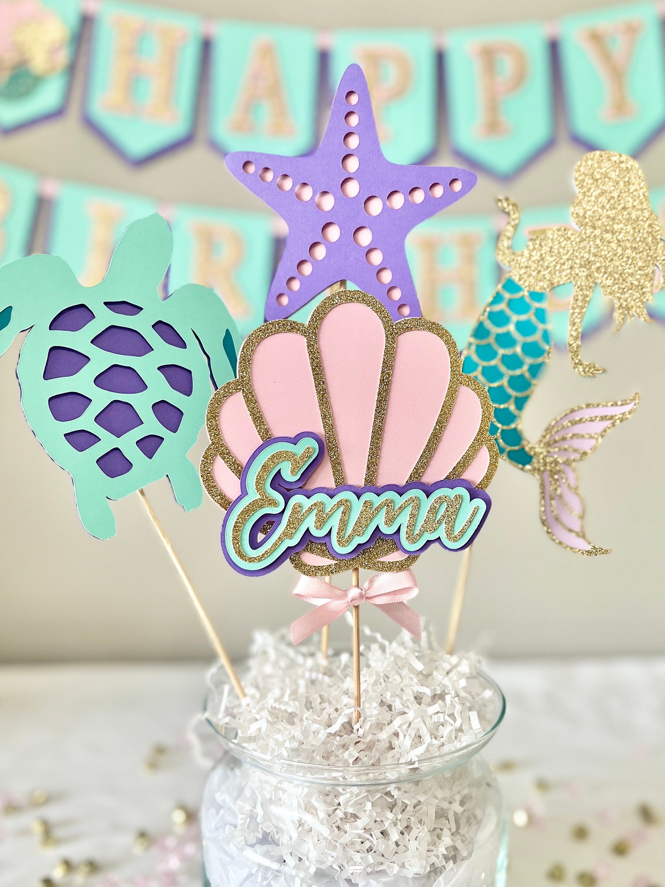 Mermaid Party Centerpiece 4-piece Set Mermaid Birthday Centerpiece Mermaid Party Decor ...