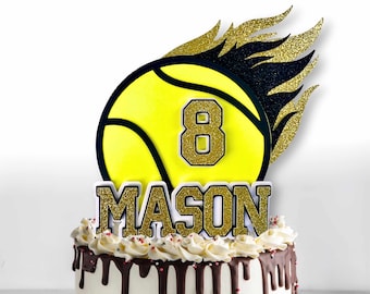 Tennis Cake Topper - Personalized Birthday Decorations, Sports Party Decor, Tennis Party Theme, Custom Name & Age, Team Colors