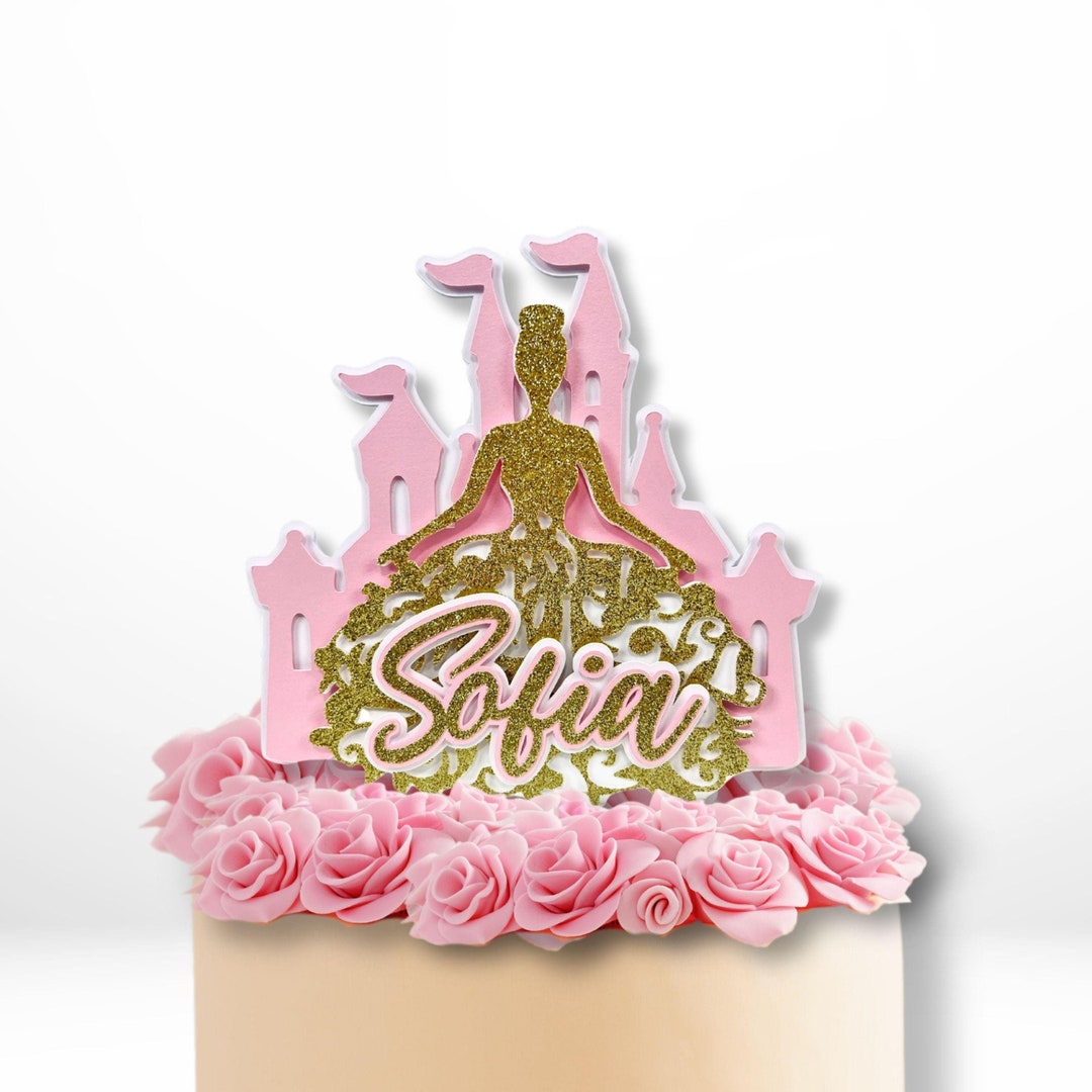 Princess Cake Topper - Birthday Party Princess Decoration - Pink and ...