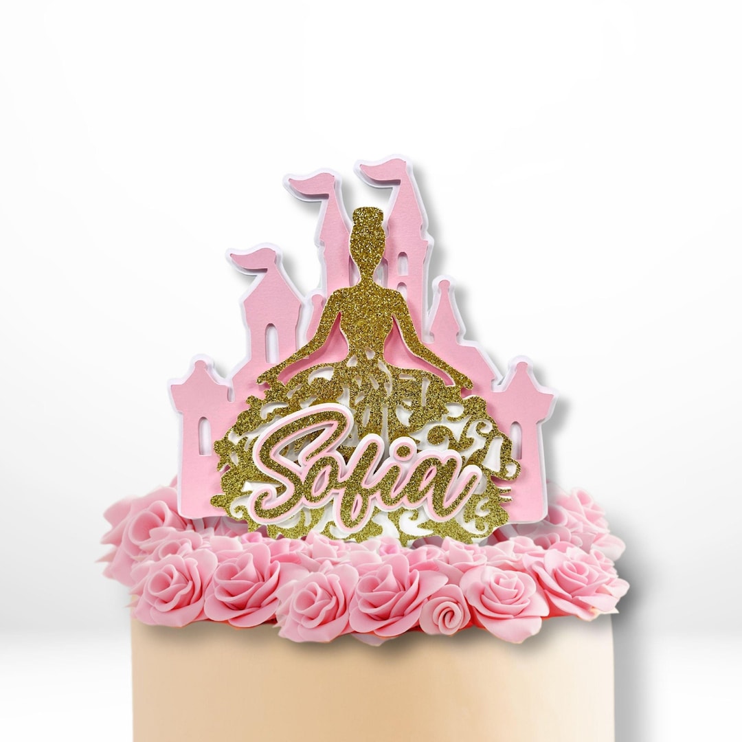 Princess Cake Topper - Birthday Party Fairytale Decoration - Pink and ...