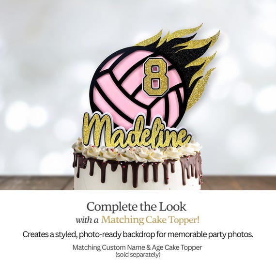 Volleyball Birthday Cake Topper: Sparkle Paper, Custom Colors - België