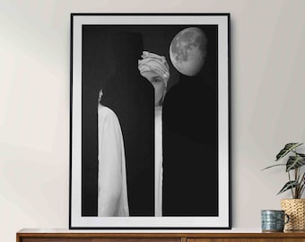 GENIE FLASCHE Digitale Collage als druckbare, digitaler Download Wandkunst, surreale Kunst, Collagenkunst, moderne Kunst, abstraktes Wohndekor