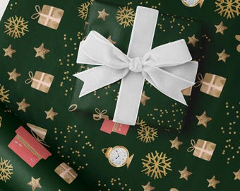 Niedliches grünes Weihnachtspapierrollen Urlaub Geschenkverpackung skurrile Illustrationen Magie Weihnachten Urlaub Geschenkverpackung saisonale Geschenkverpackung