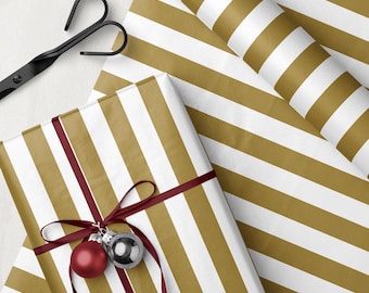 Gold Weiß Gestreiftes Geschenkpapier Weihnachtsgeschenkverpackung Klassische Geschenkverpackung Schicke Weihnachtsgeschenkverpackung Elegante Geschenkpapier Weihnachtsgeschenkverpackung Streifen