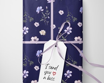 Blaues Blumengeschenkpapier luxuriöse Geschenkverpackung Muttertag Geburtstagspapier elegante Geschenkverpackung Geschenkpapierrolle