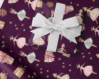 Ballerina Weihnachtsgeschenkverpackung Niedliche Illustrationen Weihnachtsgeschenkpapierrolle Urlaub Geschenkverpackung Geschenk für sie Zuckerfee Ballettgeschenk