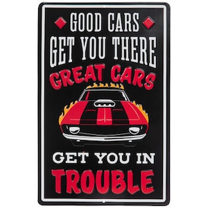Good Cars Great Cars Metal Camaro Sign