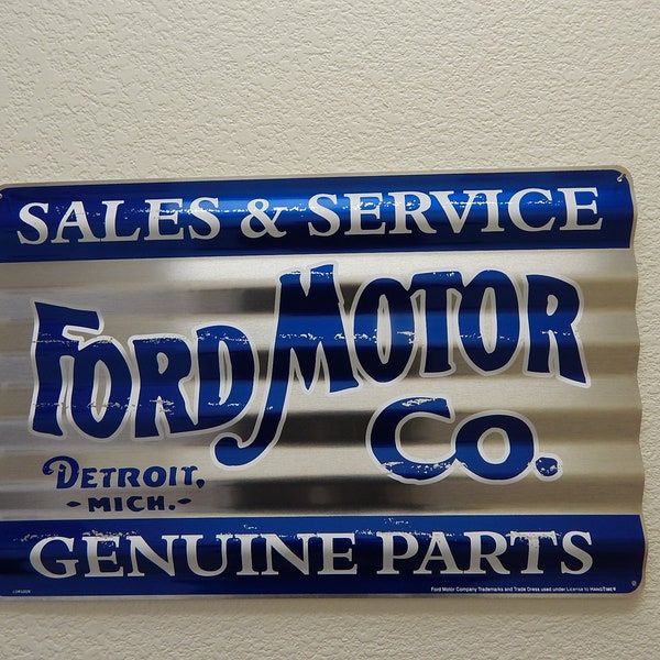 Ford Motor Co Sales & Service Corrugated Aluminum Sign